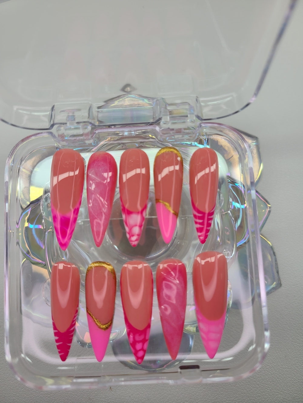 Press-On Nail Size Chart - Pink & White (Size-small)